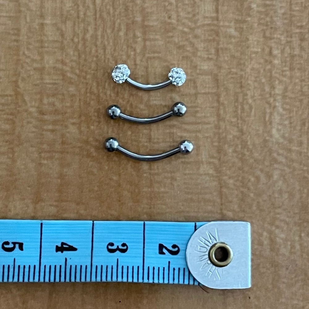 Titanium and Surgical Steel Curved Barbell Earring Set